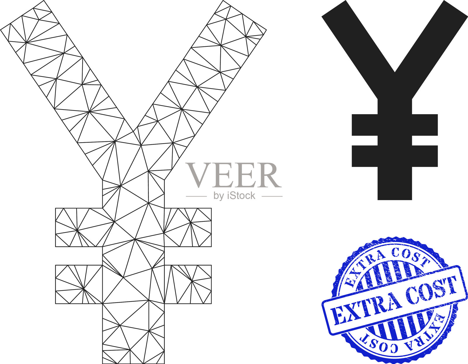 额外费用垃圾印章和网络日元符号插画图片素材