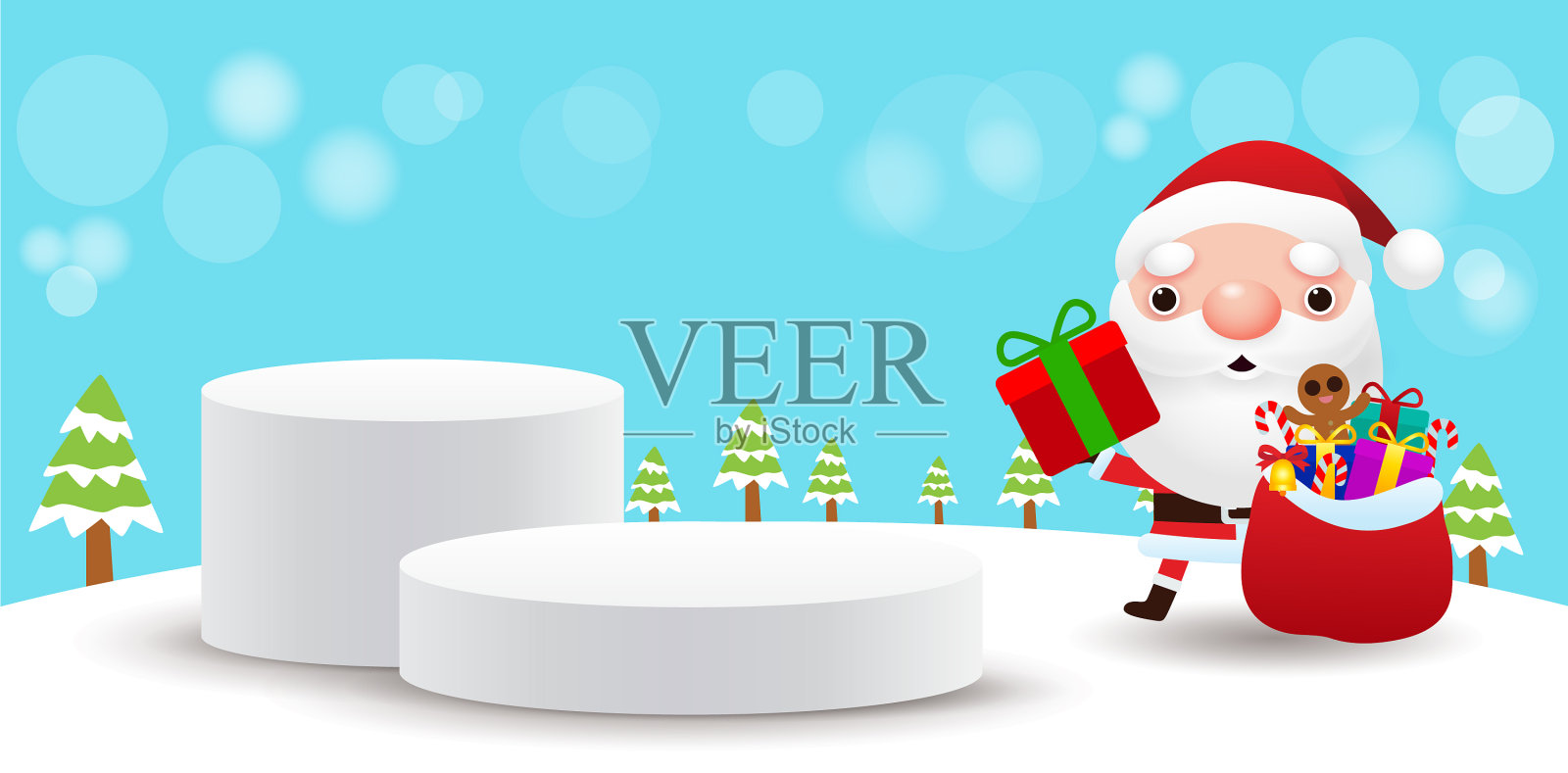 圣诞快乐，新年快乐舞台插画图片素材