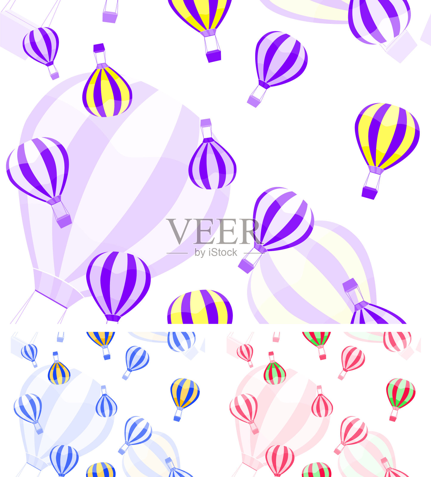 单调的浮空器和气球无缝图案插画图片素材