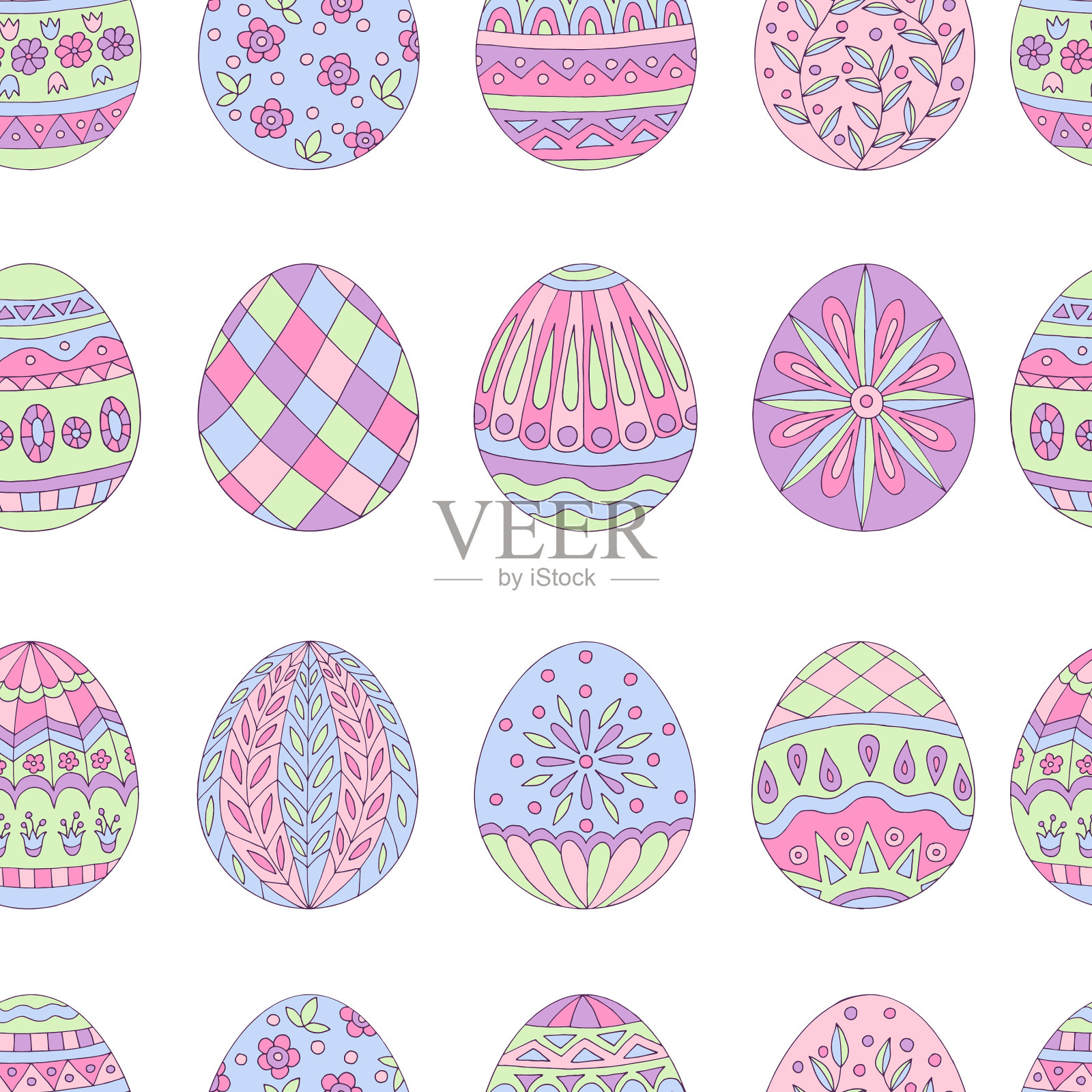 无缝图案的复活节彩蛋插画图片素材