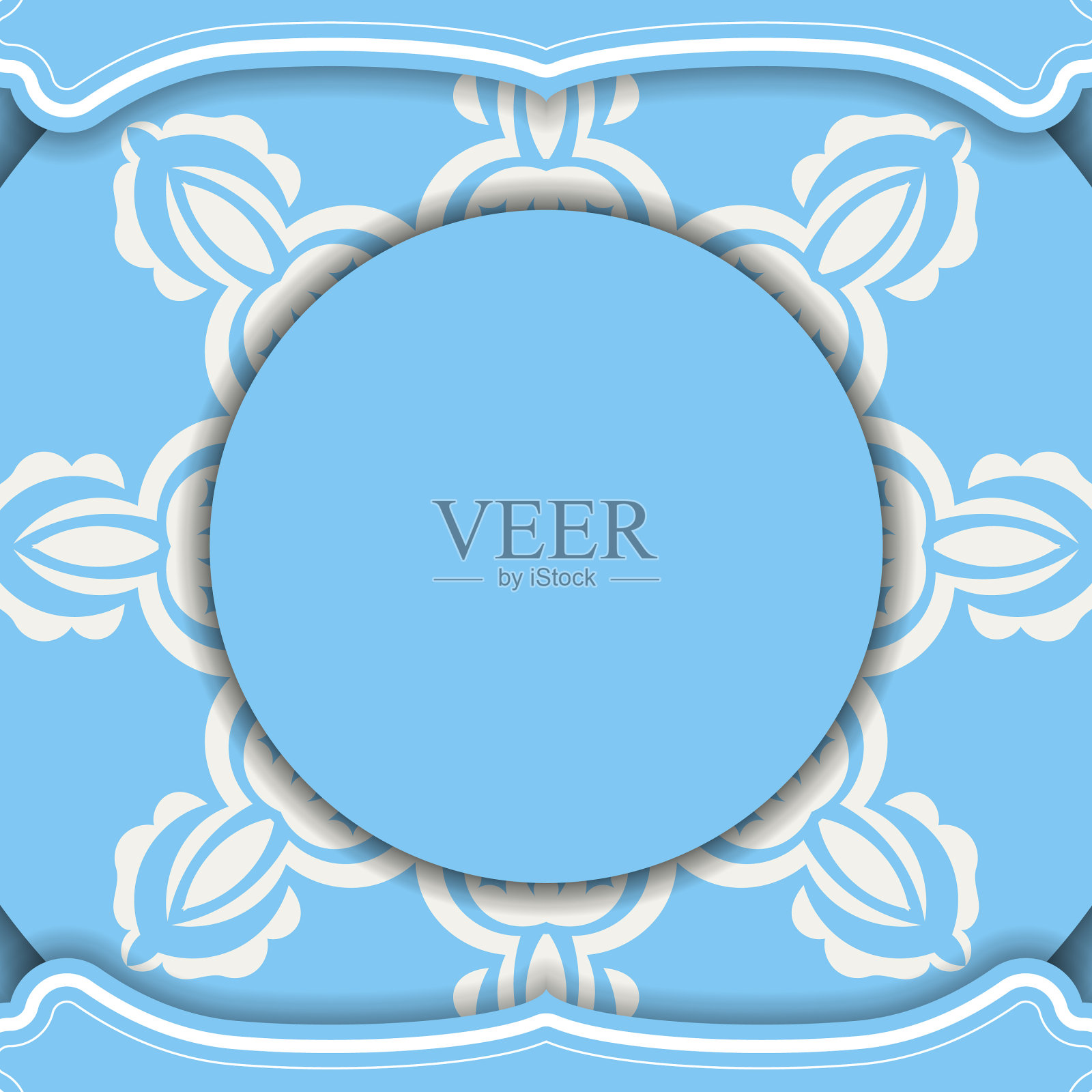 蓝色横幅与抽象的白色图案插画图片素材