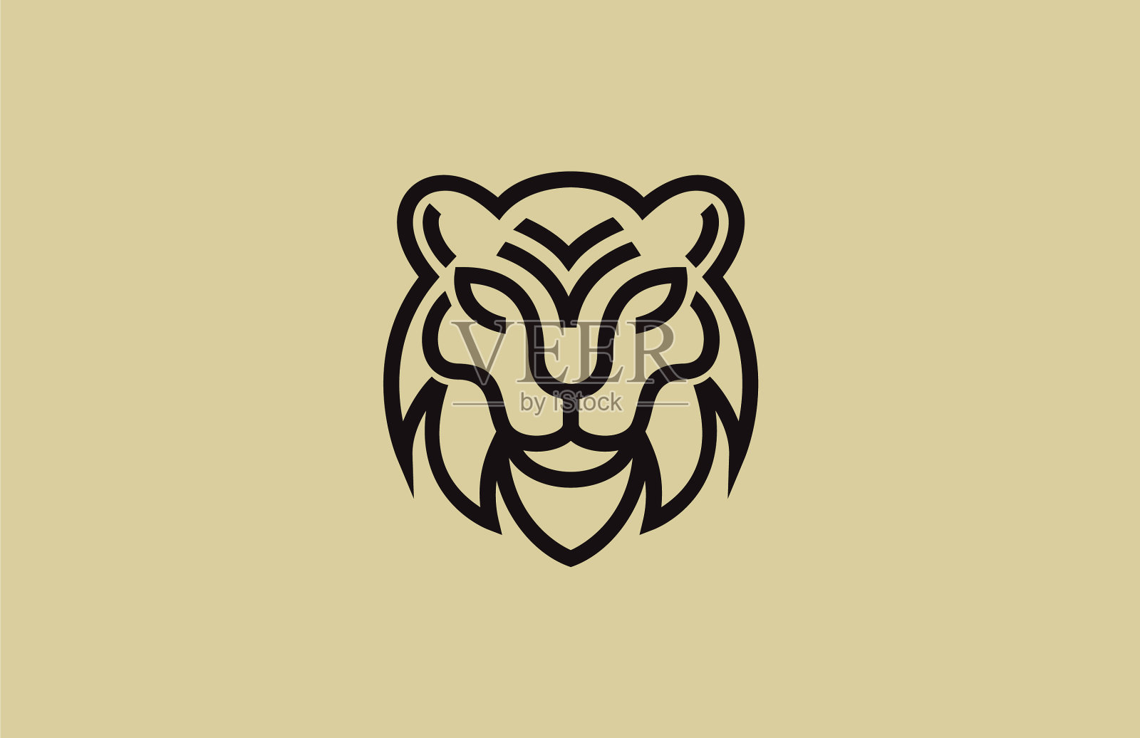 孟加拉虎头轮廓标志插画图片素材