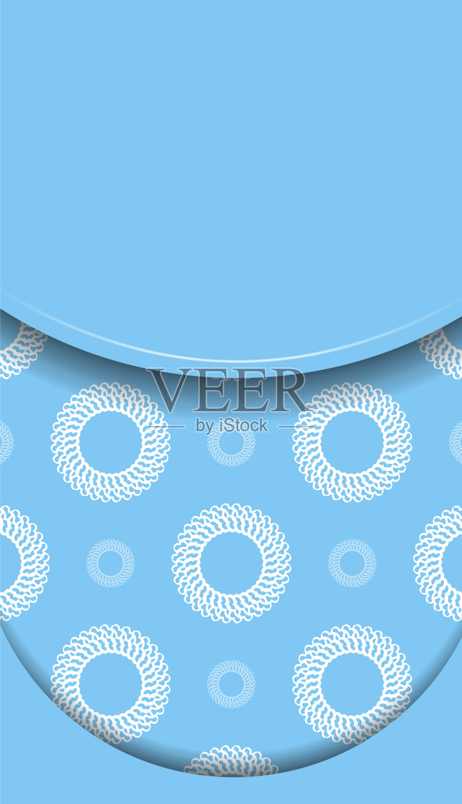 背景蓝色与曼荼罗白色插画图片素材