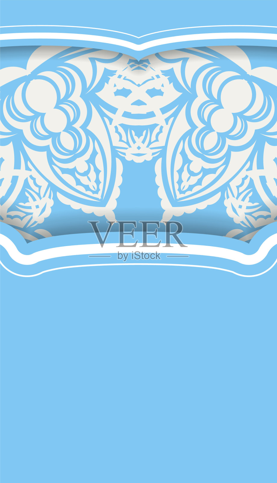 蓝色的旗帜配上复古的白色点缀插画图片素材