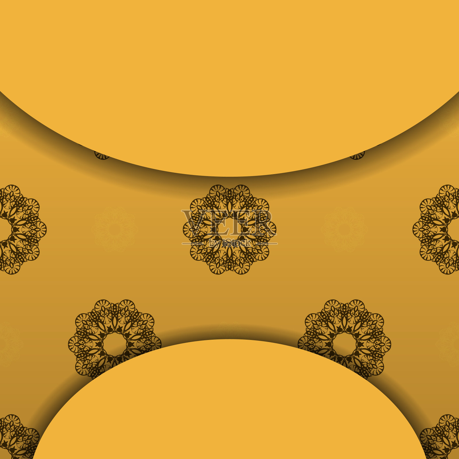 黄色旗帜与希腊棕色装饰和一个插画图片素材