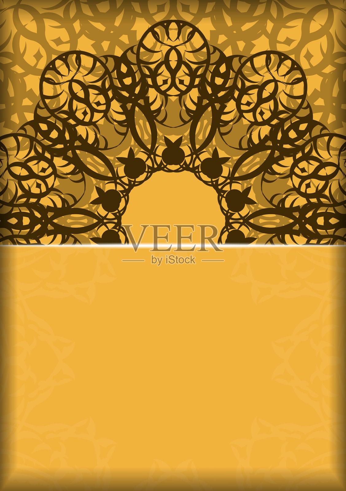 黄色传单与复古的棕色装饰插画图片素材