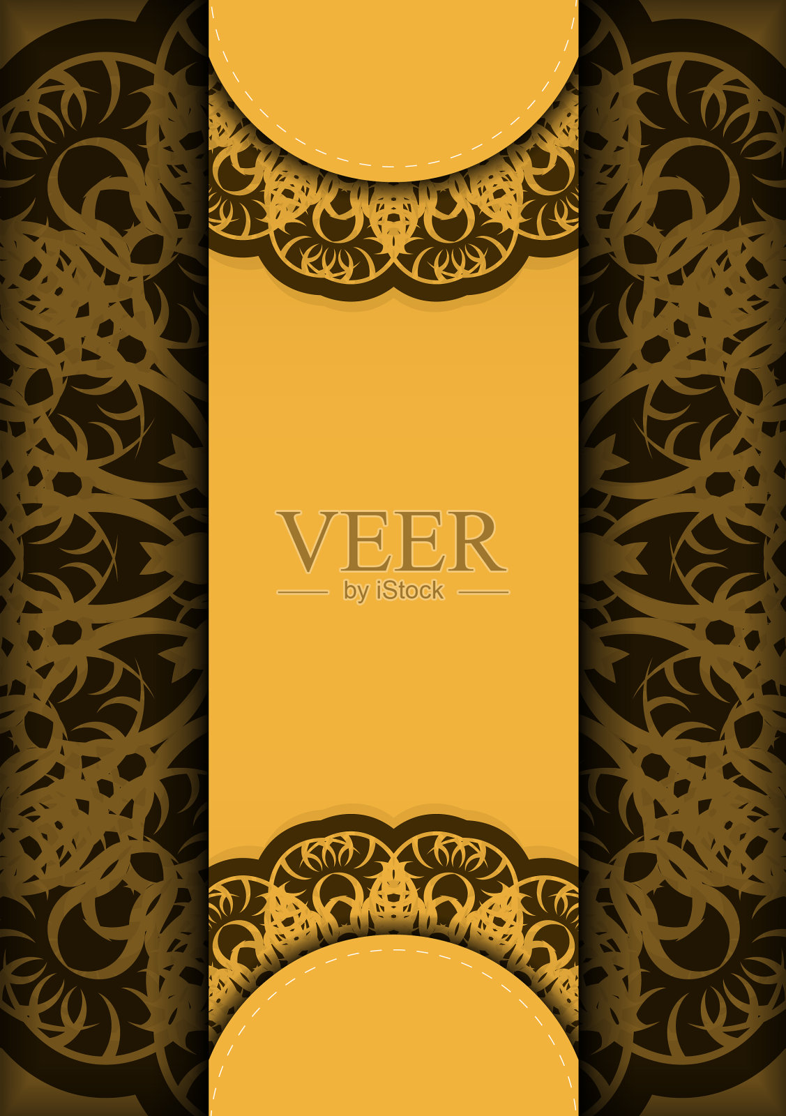 黄色的祝贺小册子，印着印度文插画图片素材