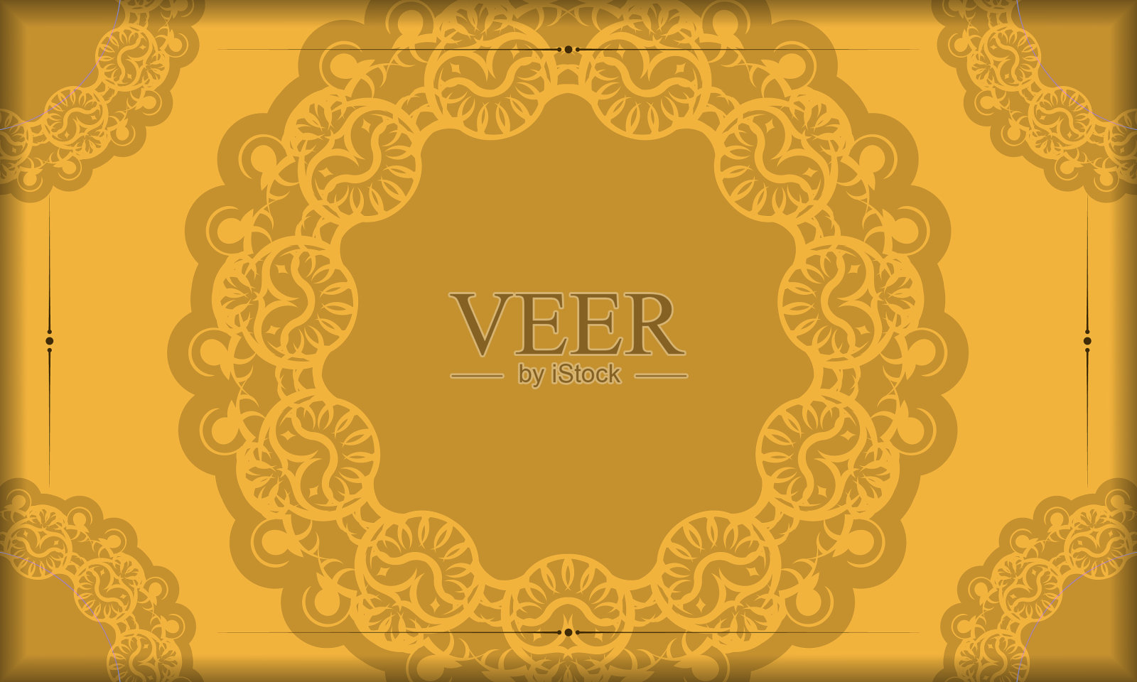 黄色背景与复古的棕色装饰和插画图片素材