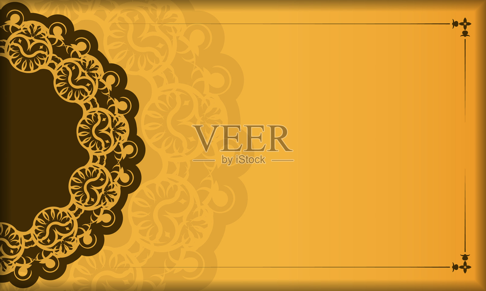 黄色背景与复古的棕色装饰插画图片素材