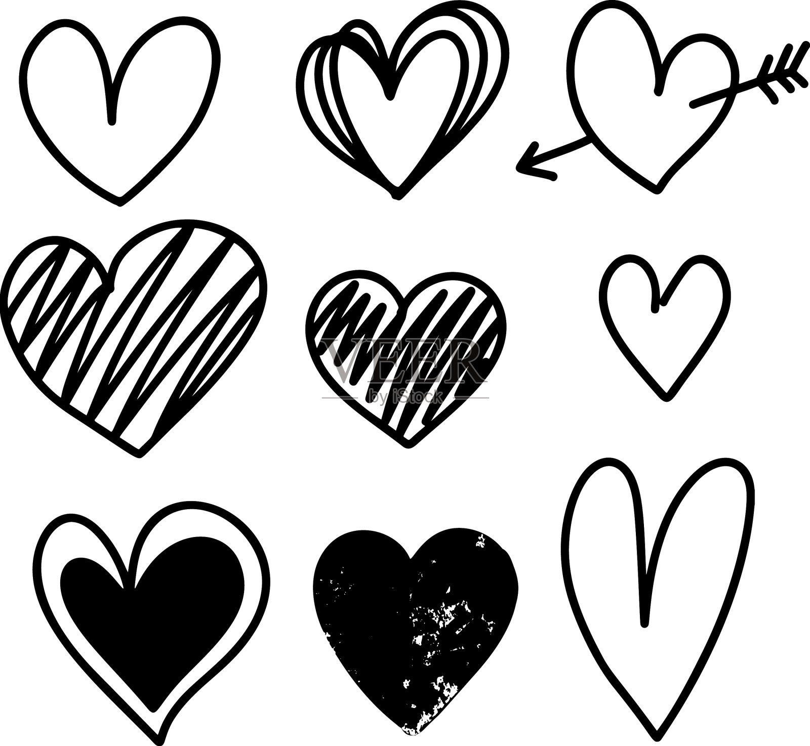 套手绘心设计元素为设计元素图片