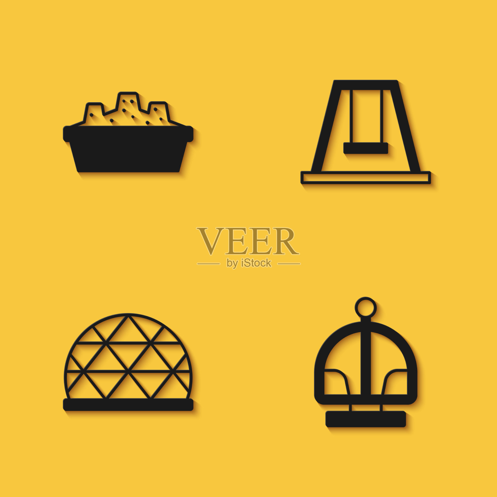 设置沙盒与沙吸引旋转木马图标素材