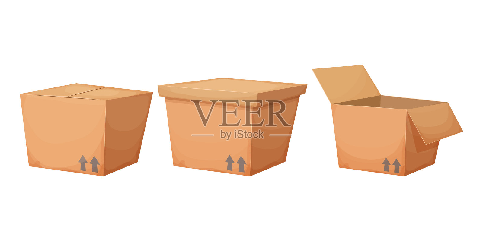 将纸盒孤立在卡通风格上设计元素图片