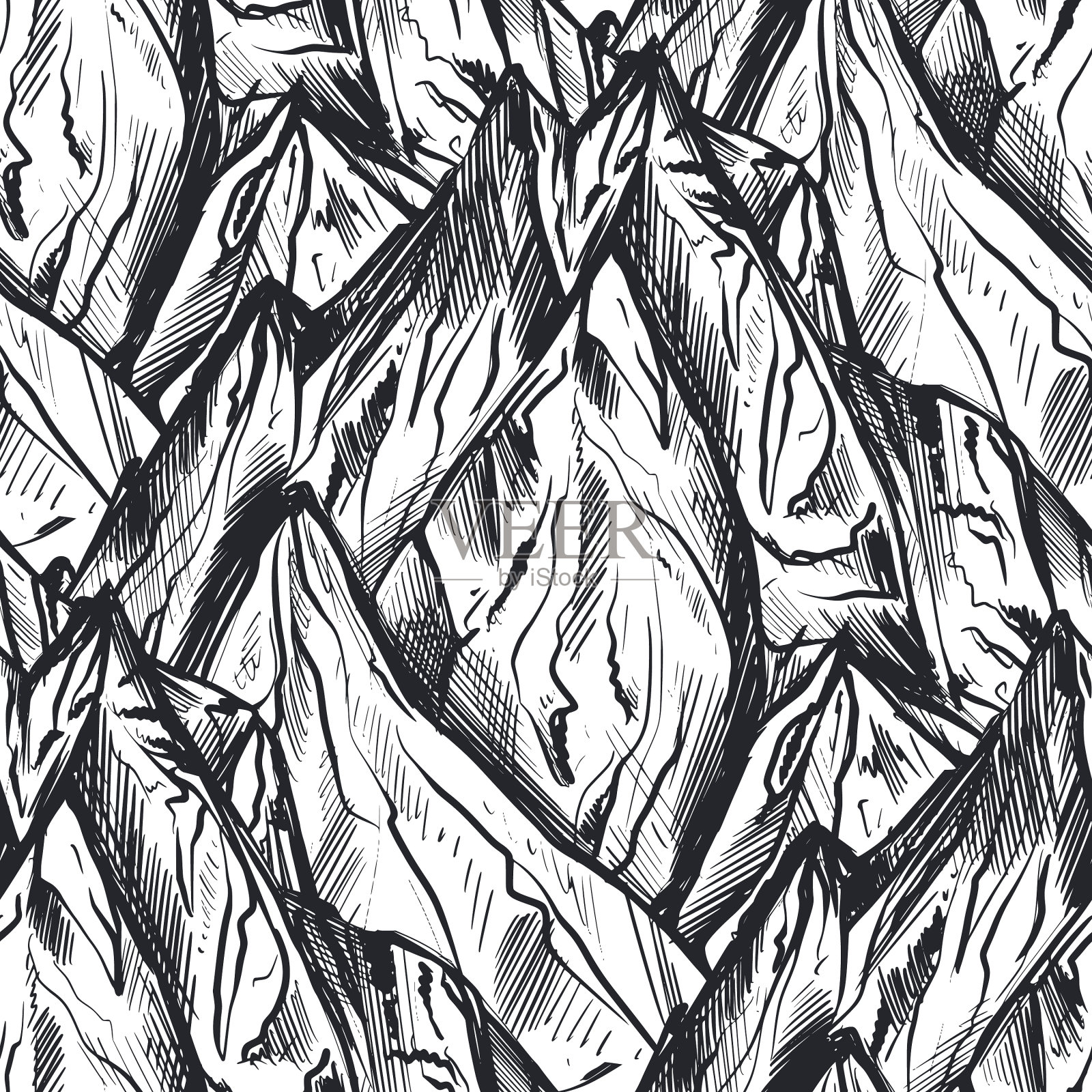 无缝图案与手绘图形插画图片素材