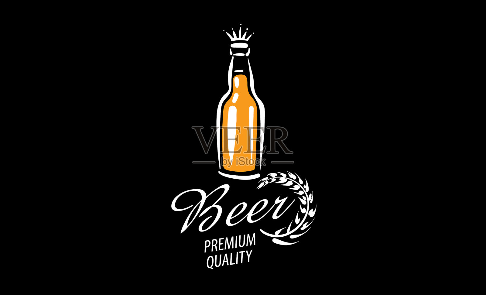 标志与绘制的啤酒杯在一个黑色插画图片素材