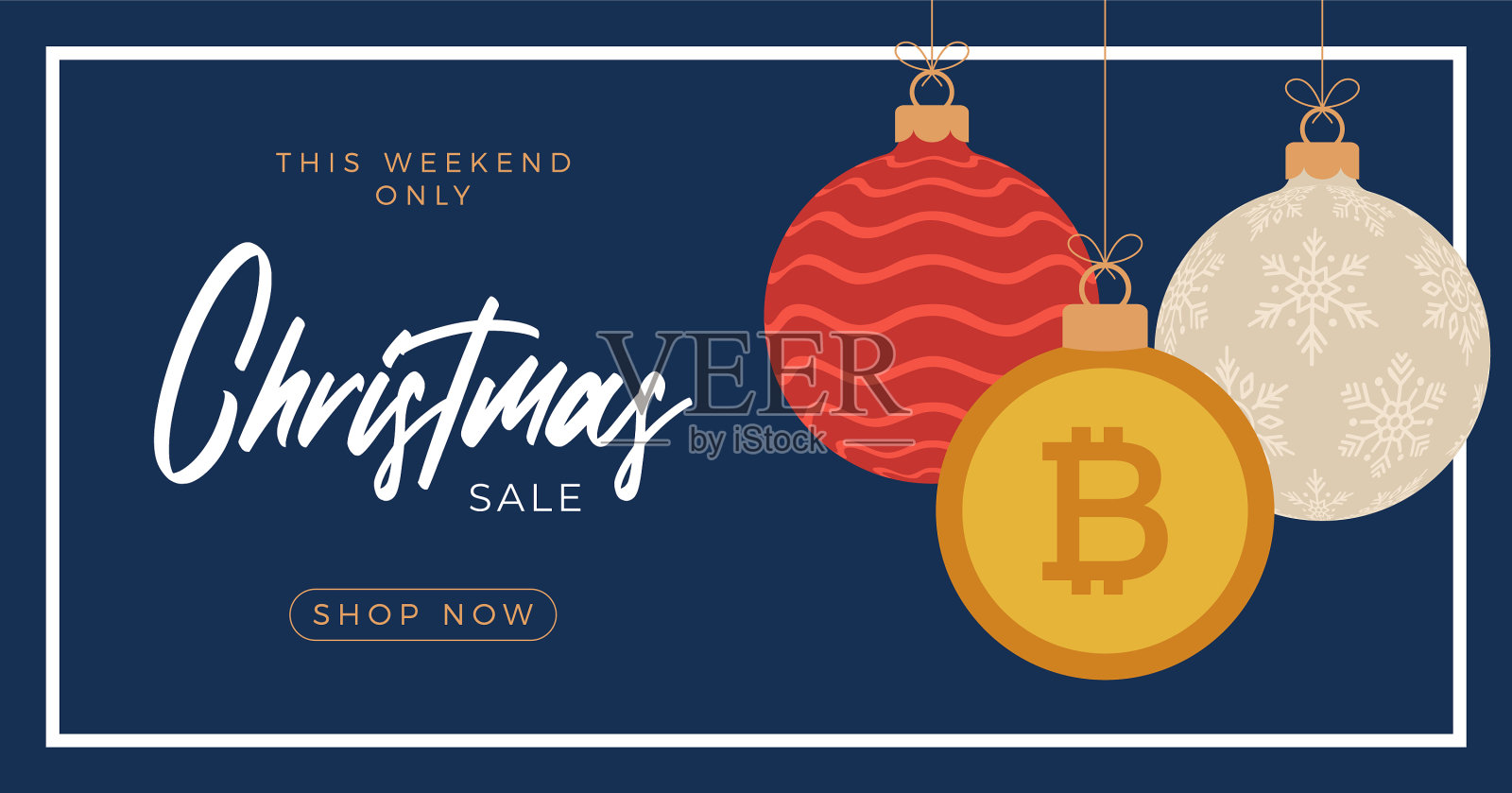 圣诞快乐比特币符号旗帜比特币插画图片素材