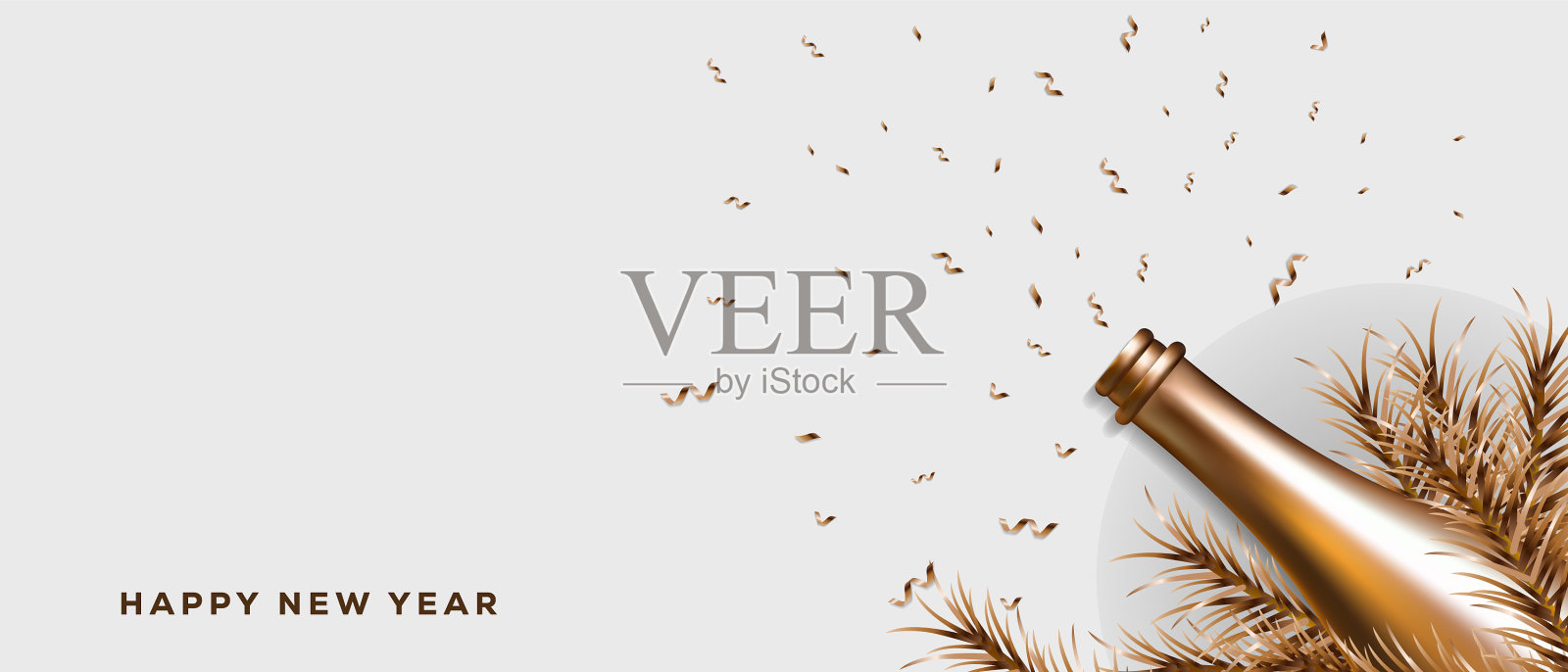 新年快乐的背景与黄金香槟插画图片素材
