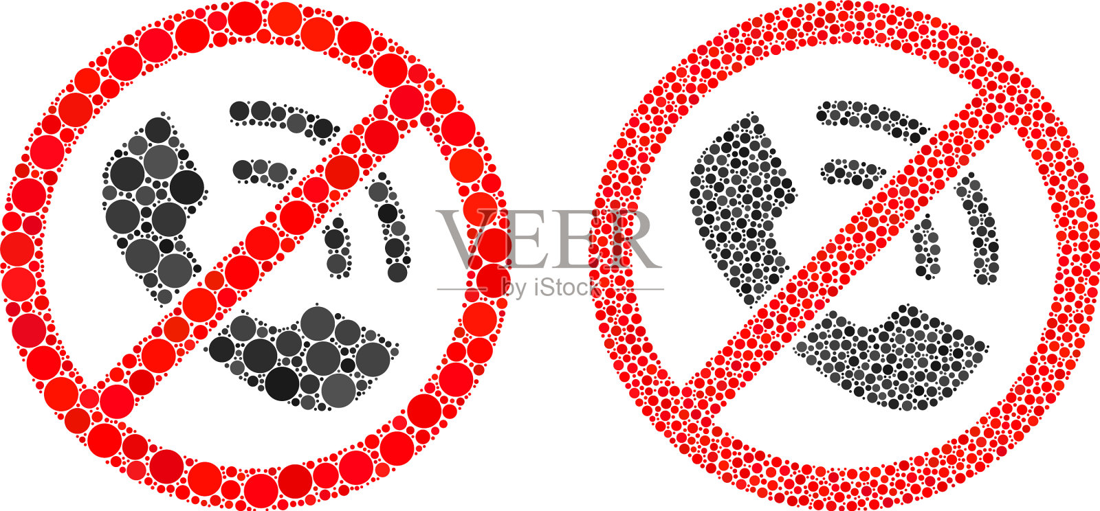 球形圆点没有电话图标拼贴插画图片素材