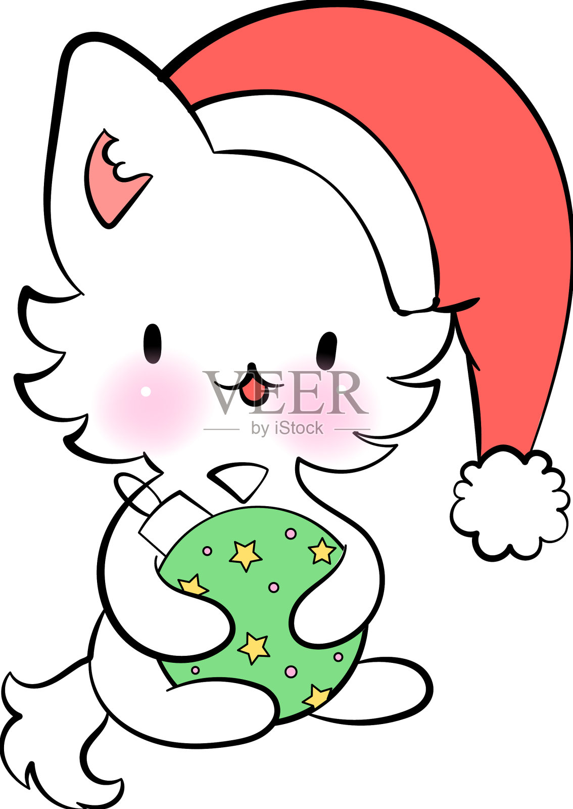 可爱的圣诞猫和玩具节日问候设计元素图片