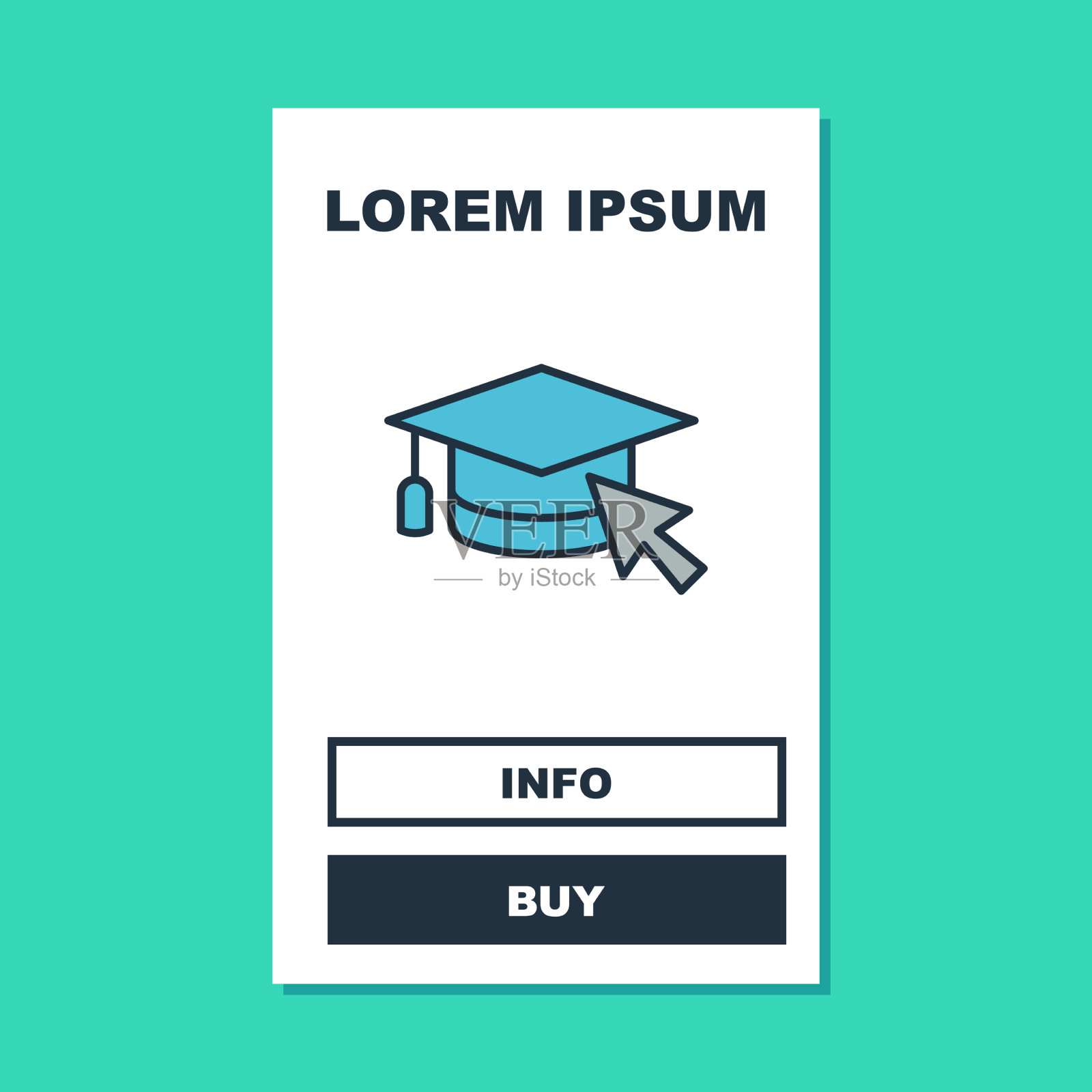 用光标图标填充轮廓毕业帽插画图片素材