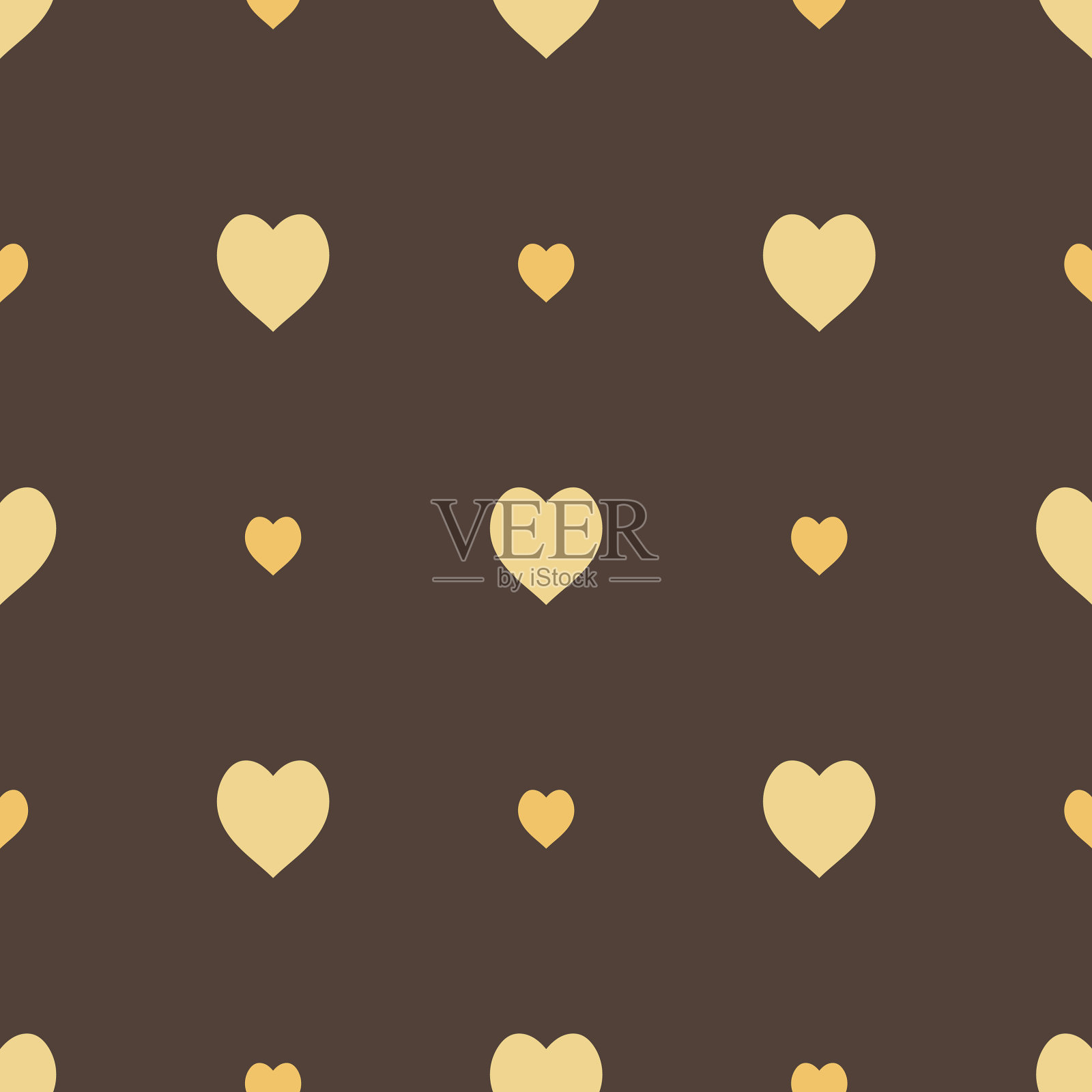 无缝图案在时尚的黄色心在黑暗插画图片素材