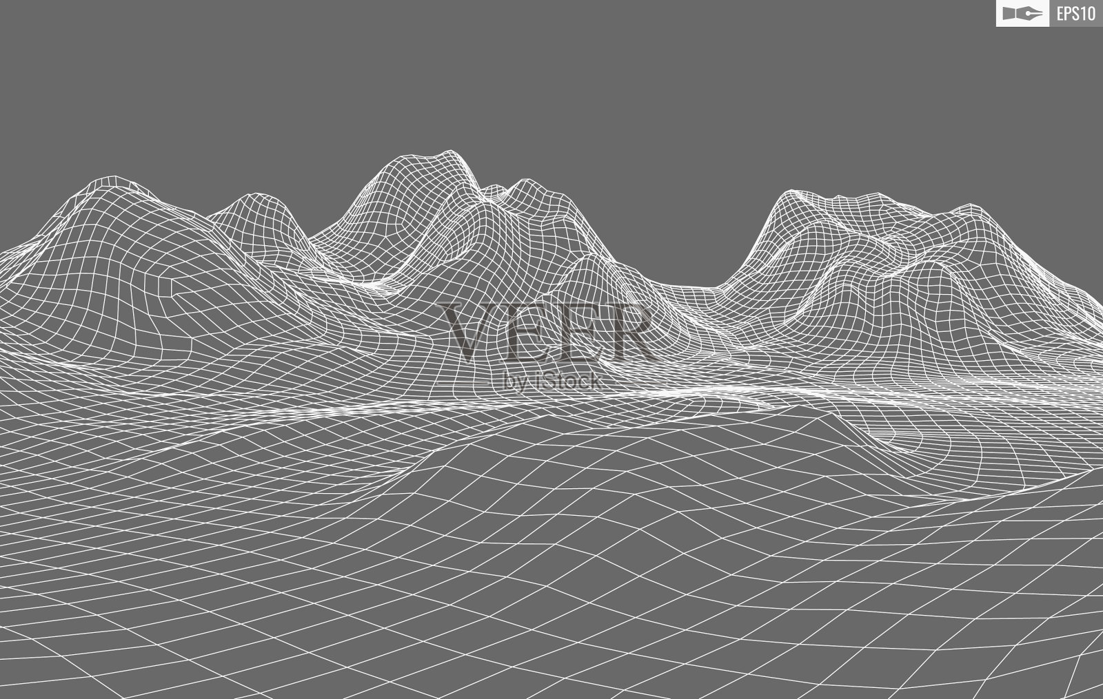 线框景观在白色背景抽象插画图片素材