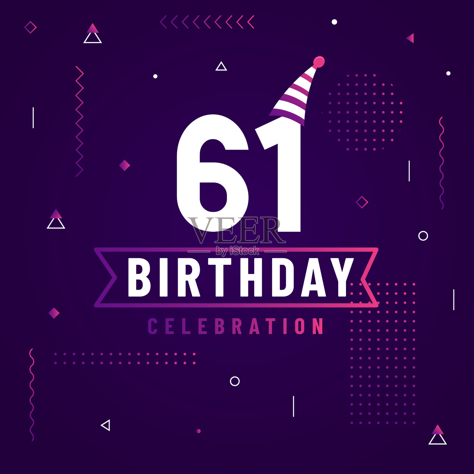 61岁生日贺卡61岁生日插画图片素材