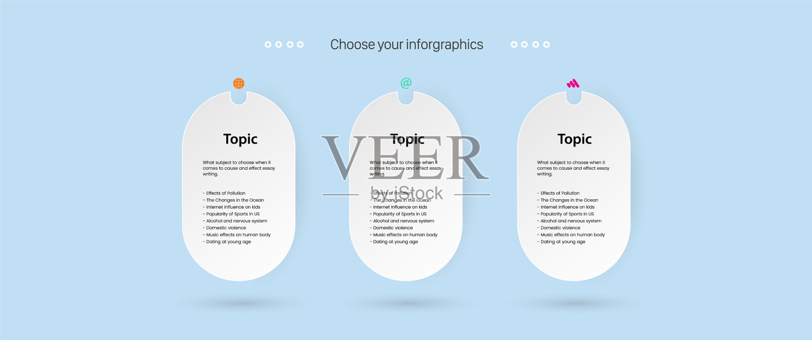 三个现代化的信息图形标签设计插画图片素材