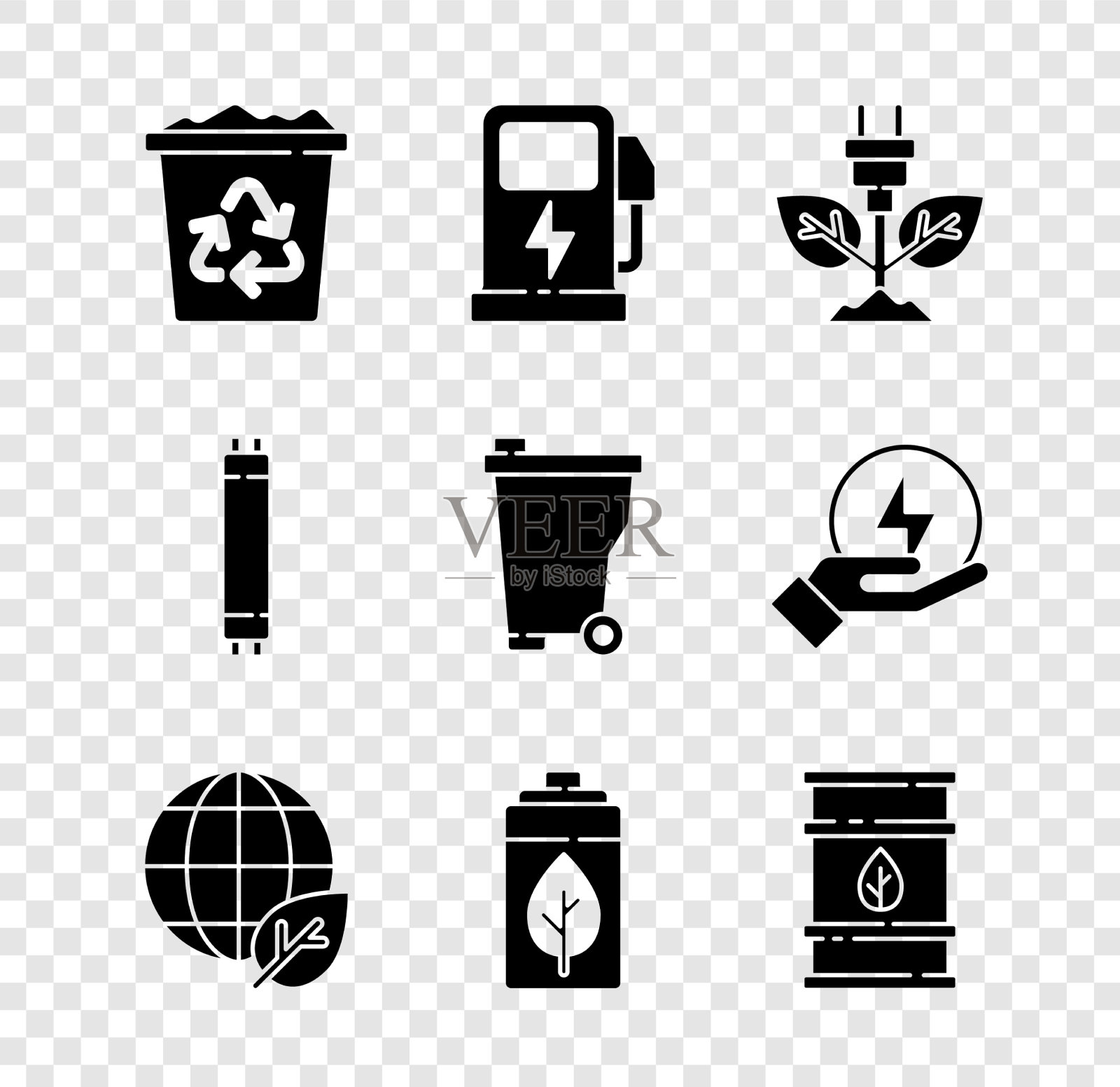 设置回收站与回收电动汽车图标素材