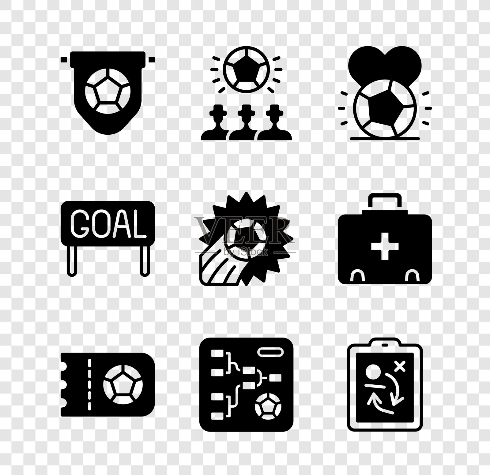 设置足球旗，锦旗，足球，足球或图标素材