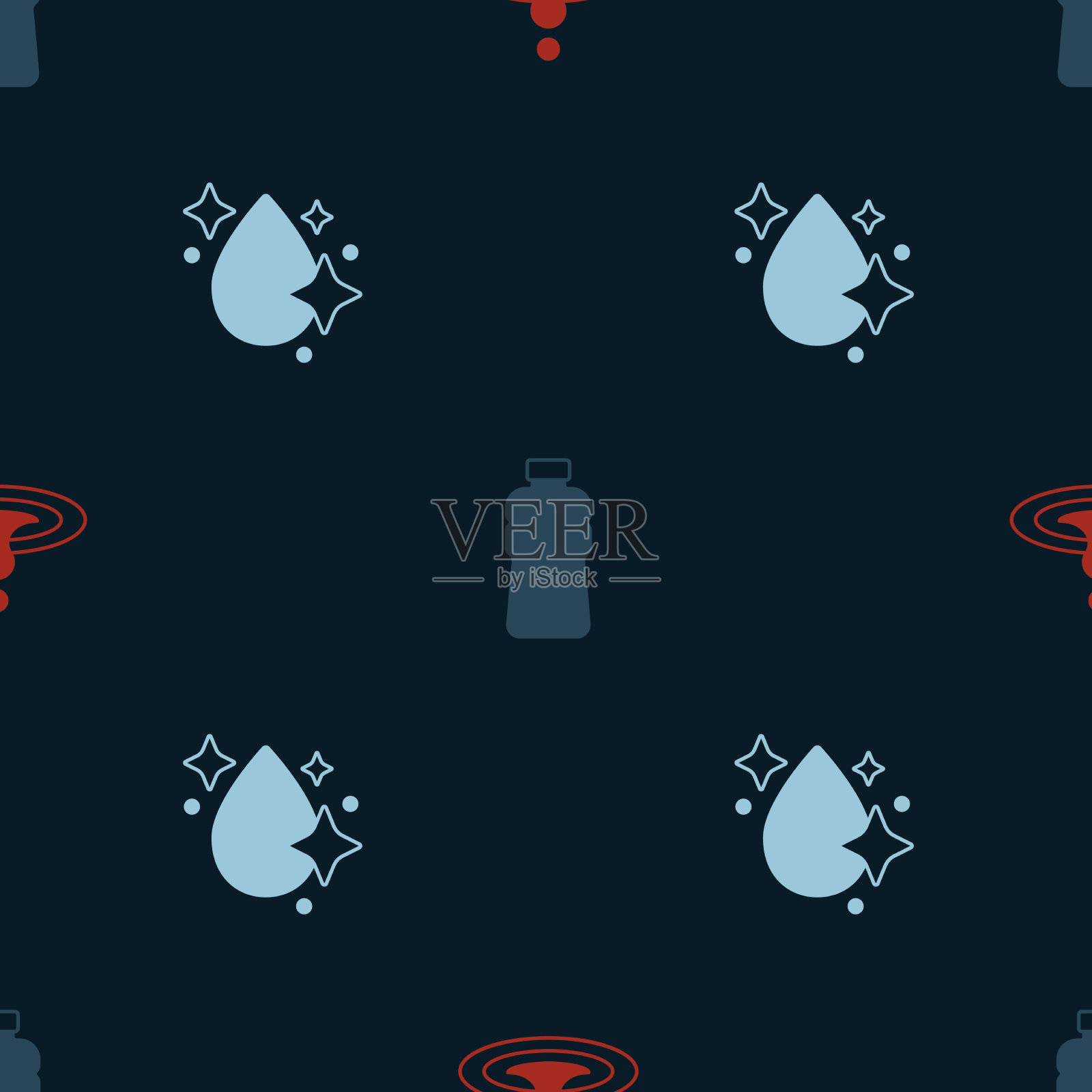 设置水滴瓶的水和无缝图标素材