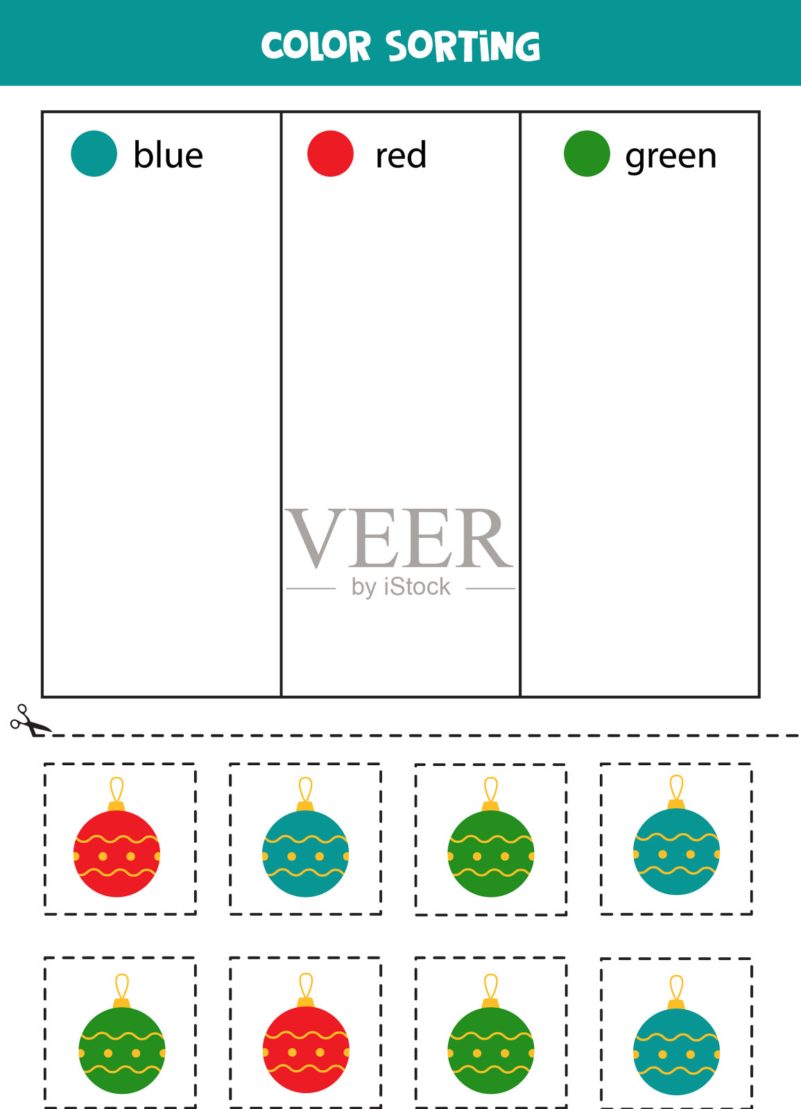 通过学习颜色来分类圣诞饰品插画图片素材