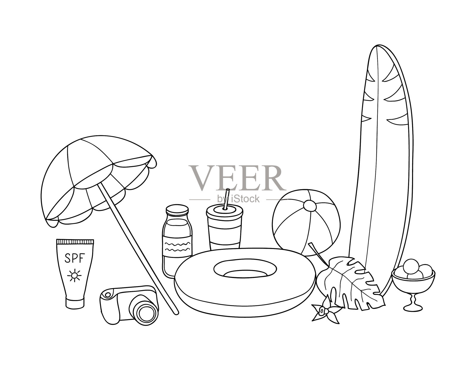 夏天海滩组成设计元素图片