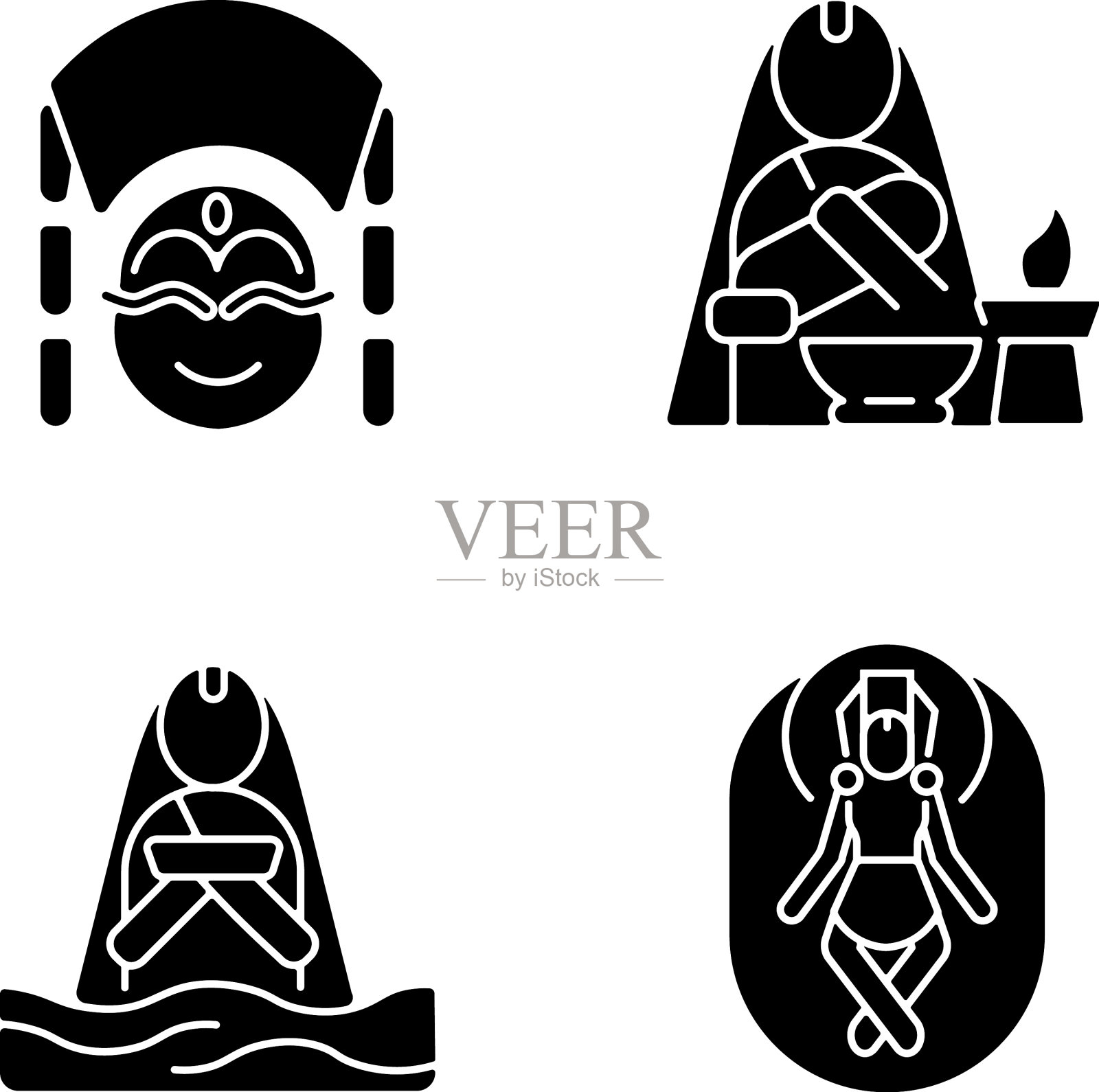 尼泊尔精神遗产黑色象形图标设置图标素材