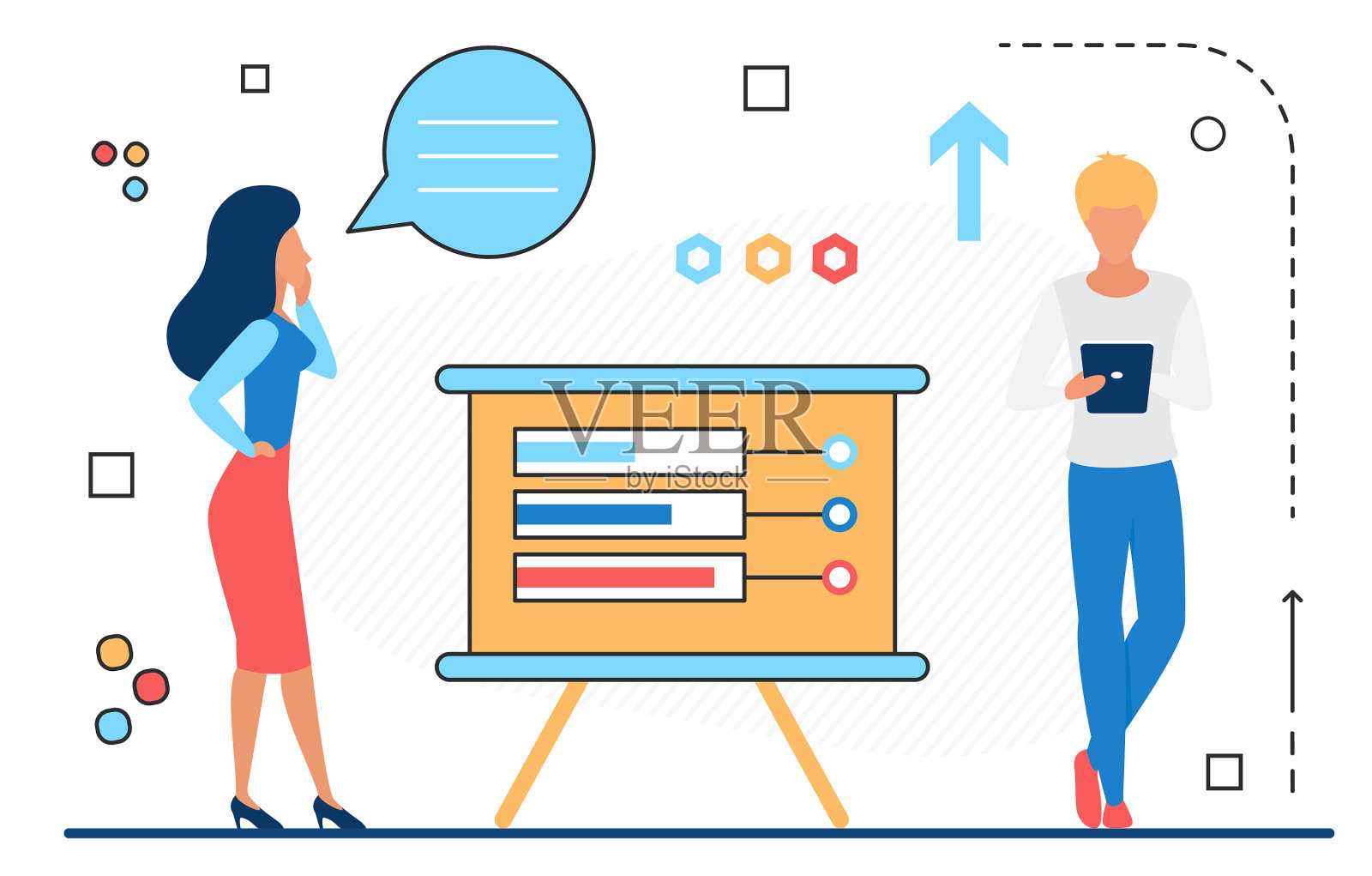 商务人士从事金融分析研究插画图片素材