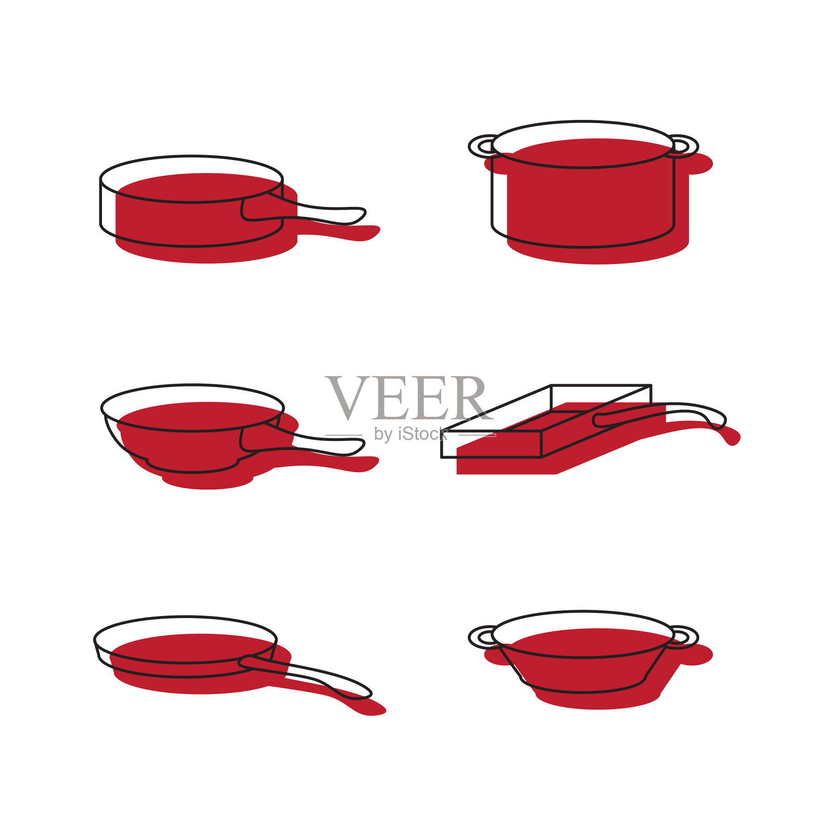 厨房用的一套平底锅图标图标素材