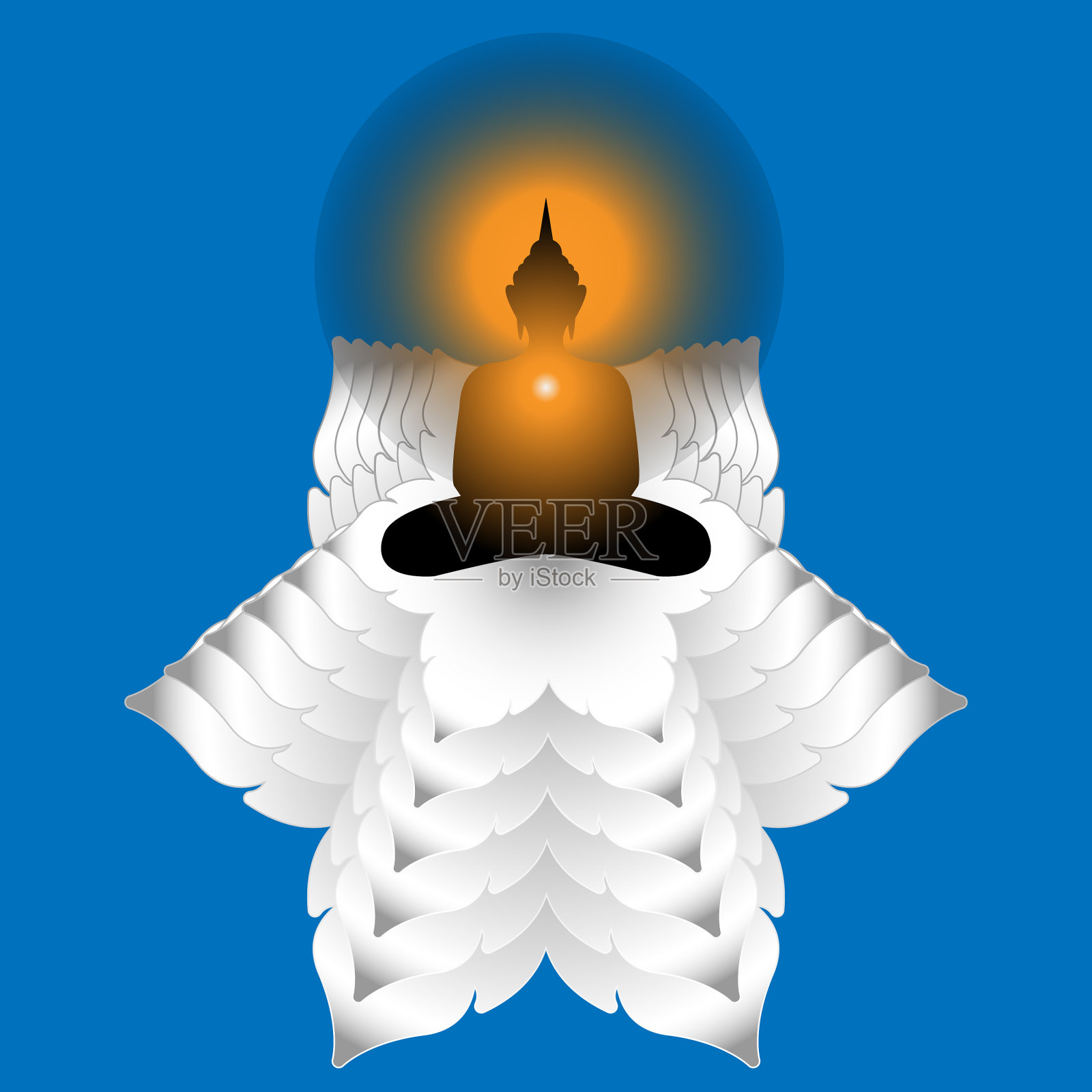 佛祖剪影与线泰国gey和插画图片素材