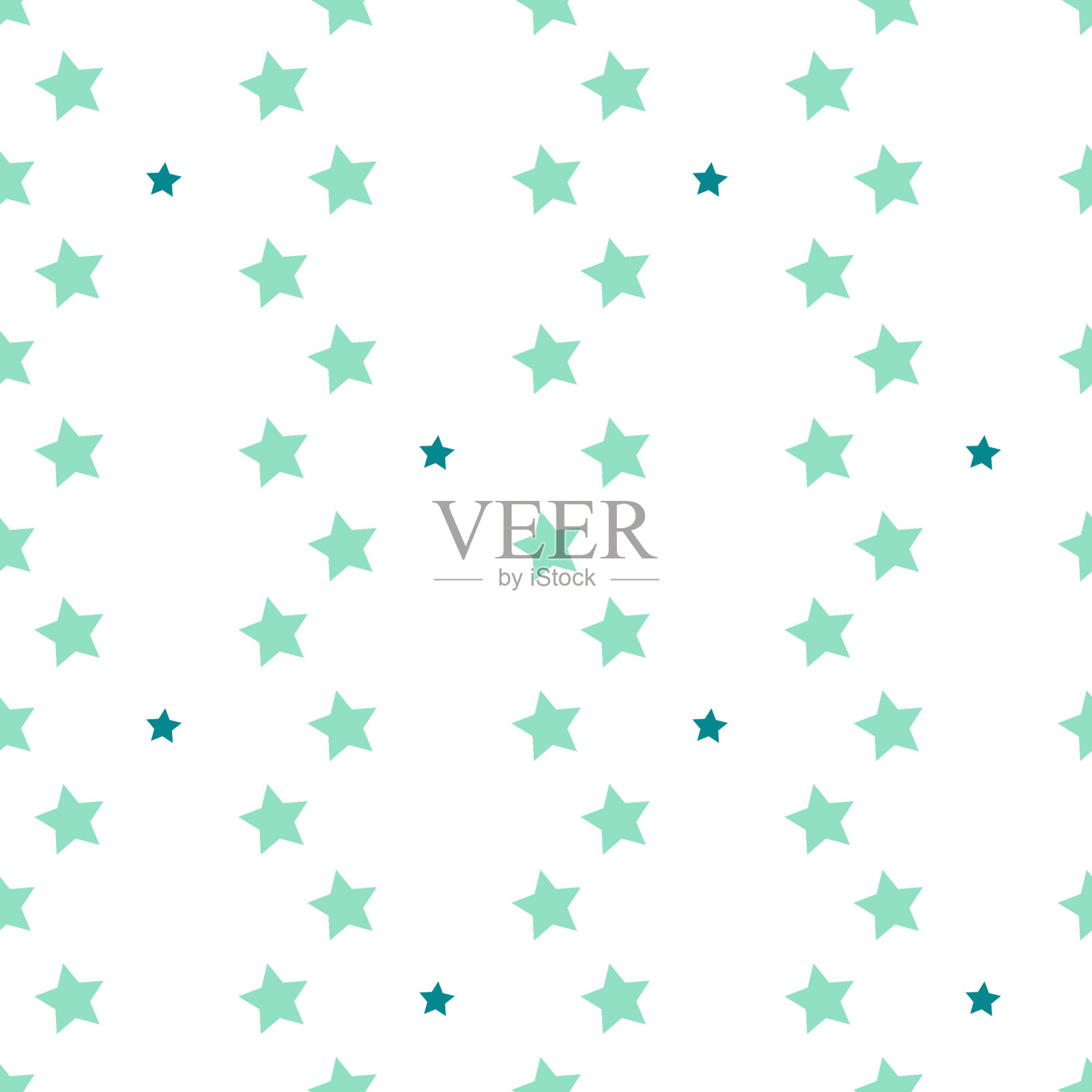 无缝图案在冷绿色的星星织物插画图片素材