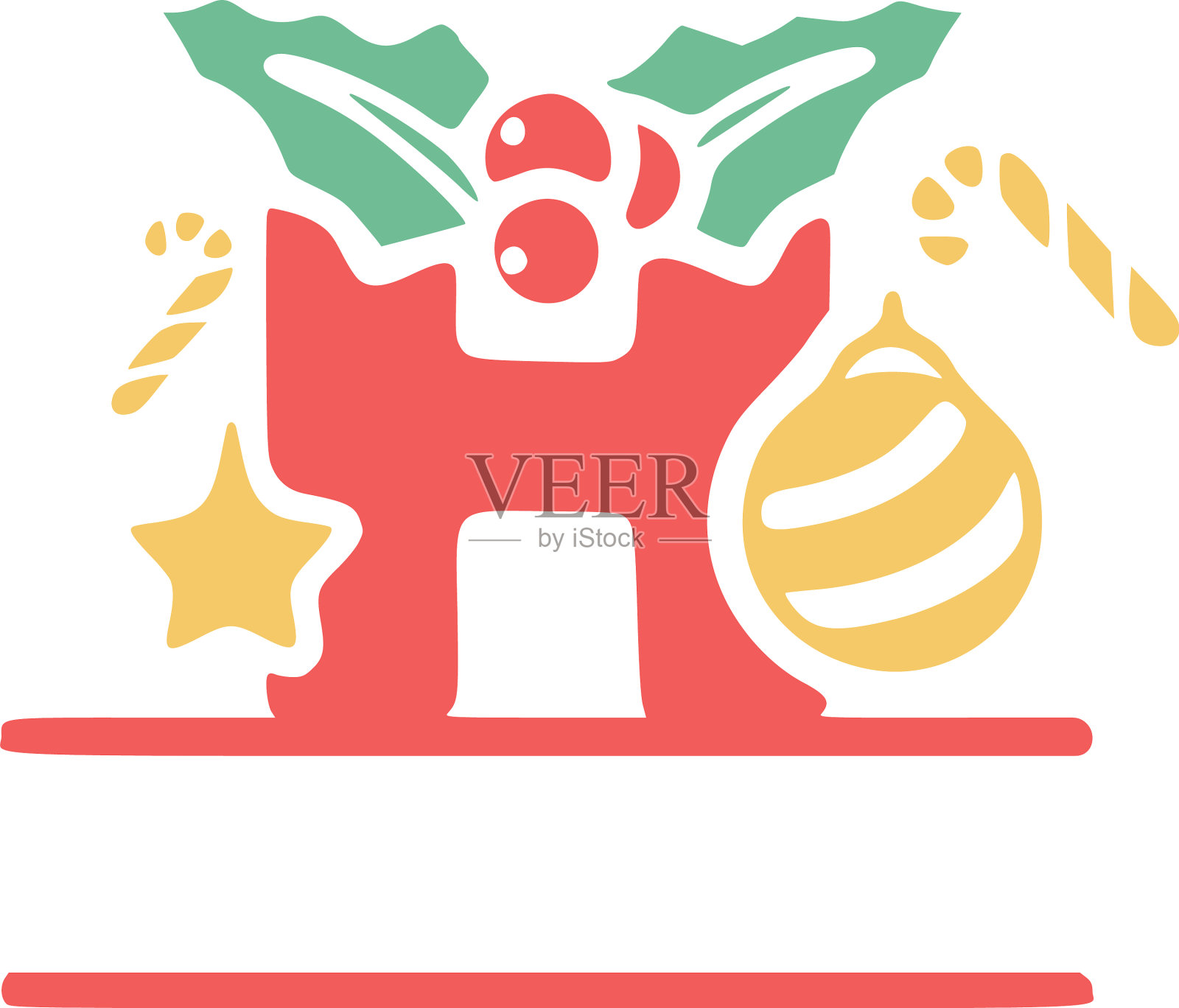 字母h用槲寄生和设计元素图片