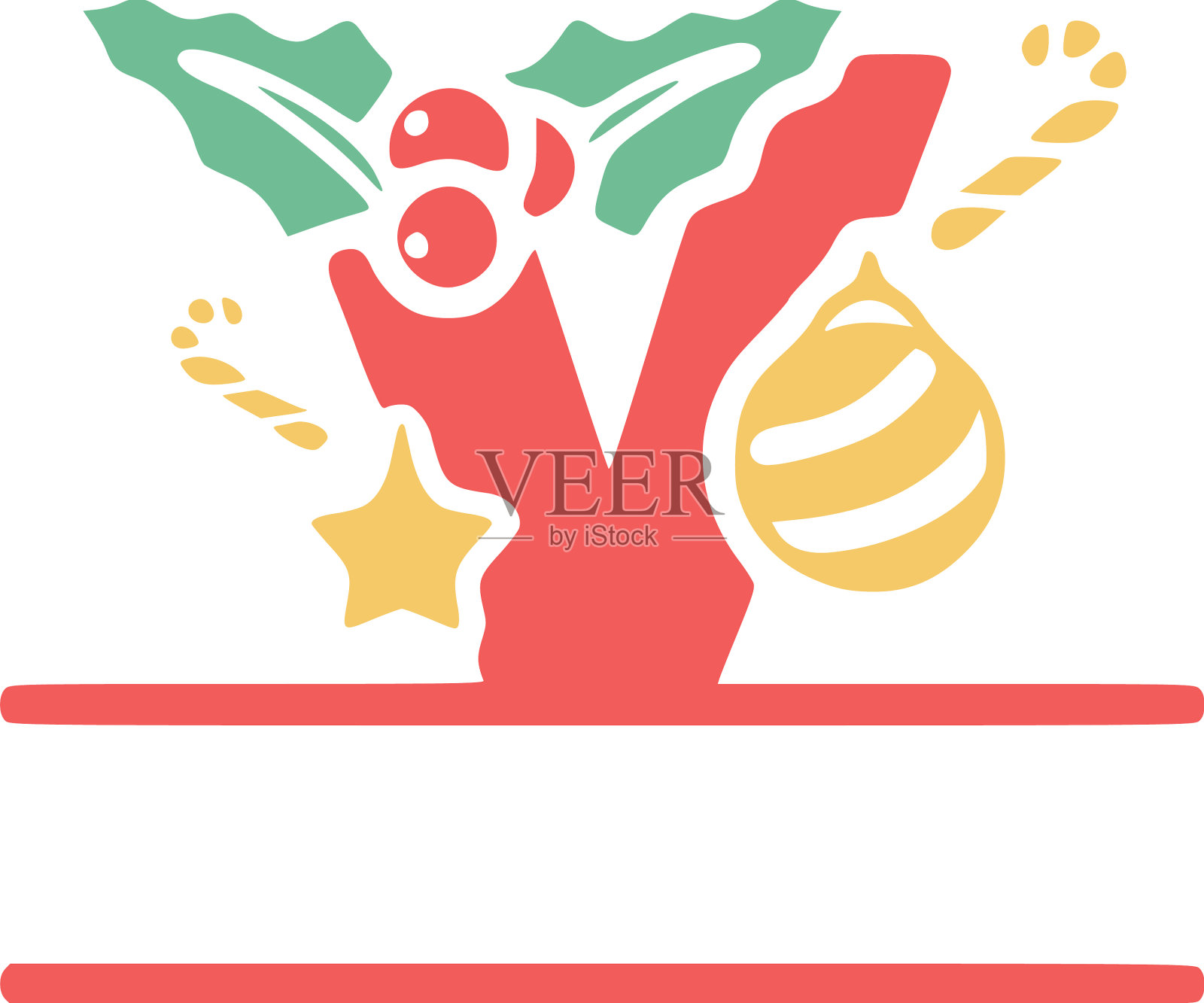 字母v用槲寄生和设计元素图片