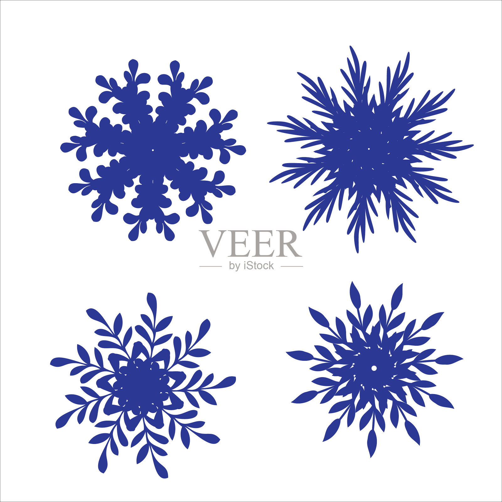 一套激光切割的雪花图案为圣诞节插画图片素材