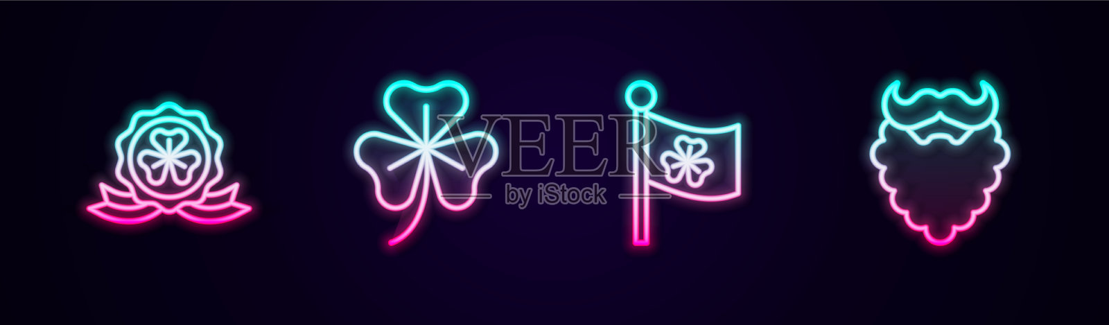 镶线奖牌三叶草三叶草三叶草叶图标素材