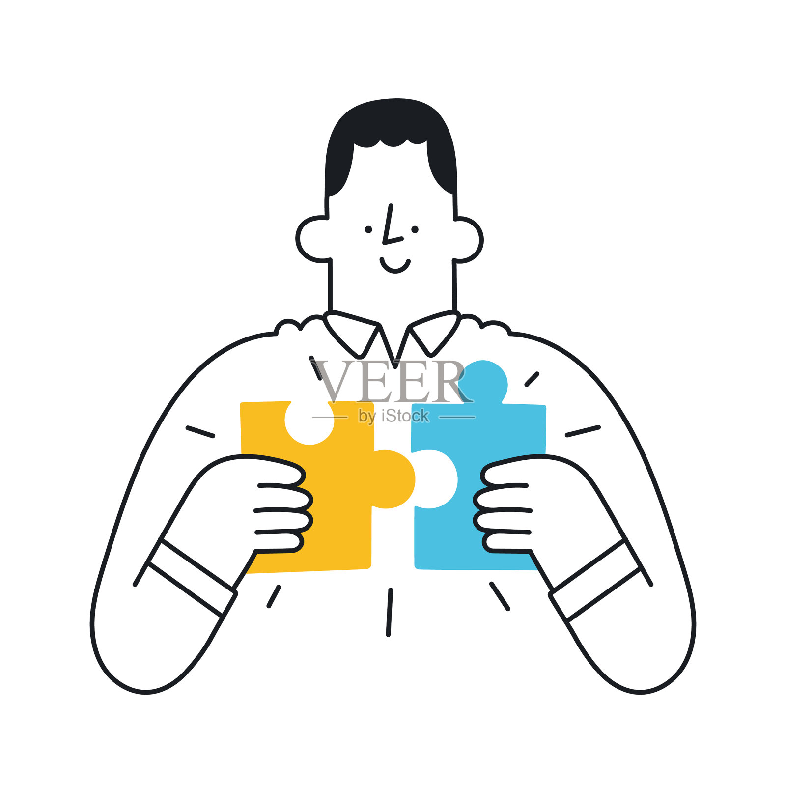 人连接拼图的商业概念设计元素图片