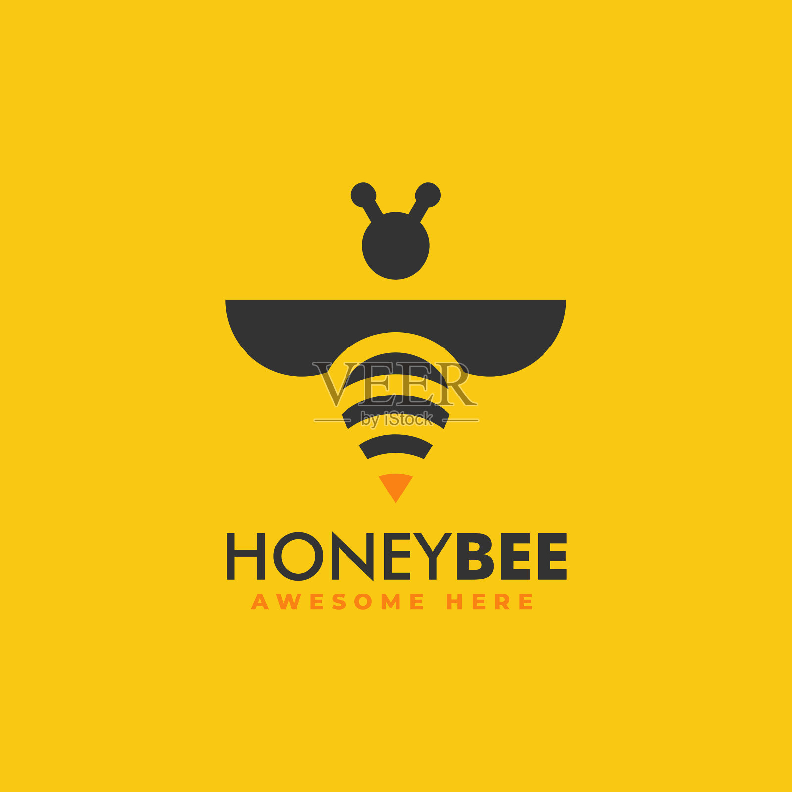 Logo蜜蜂复古徽章风格插画图片素材