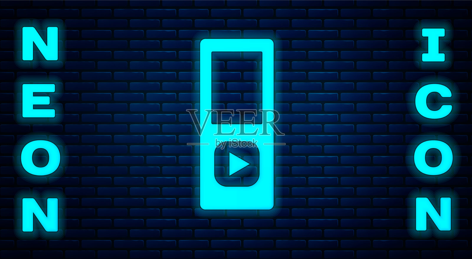 发光的霓虹灯音乐播放器图标孤立的砖图标素材