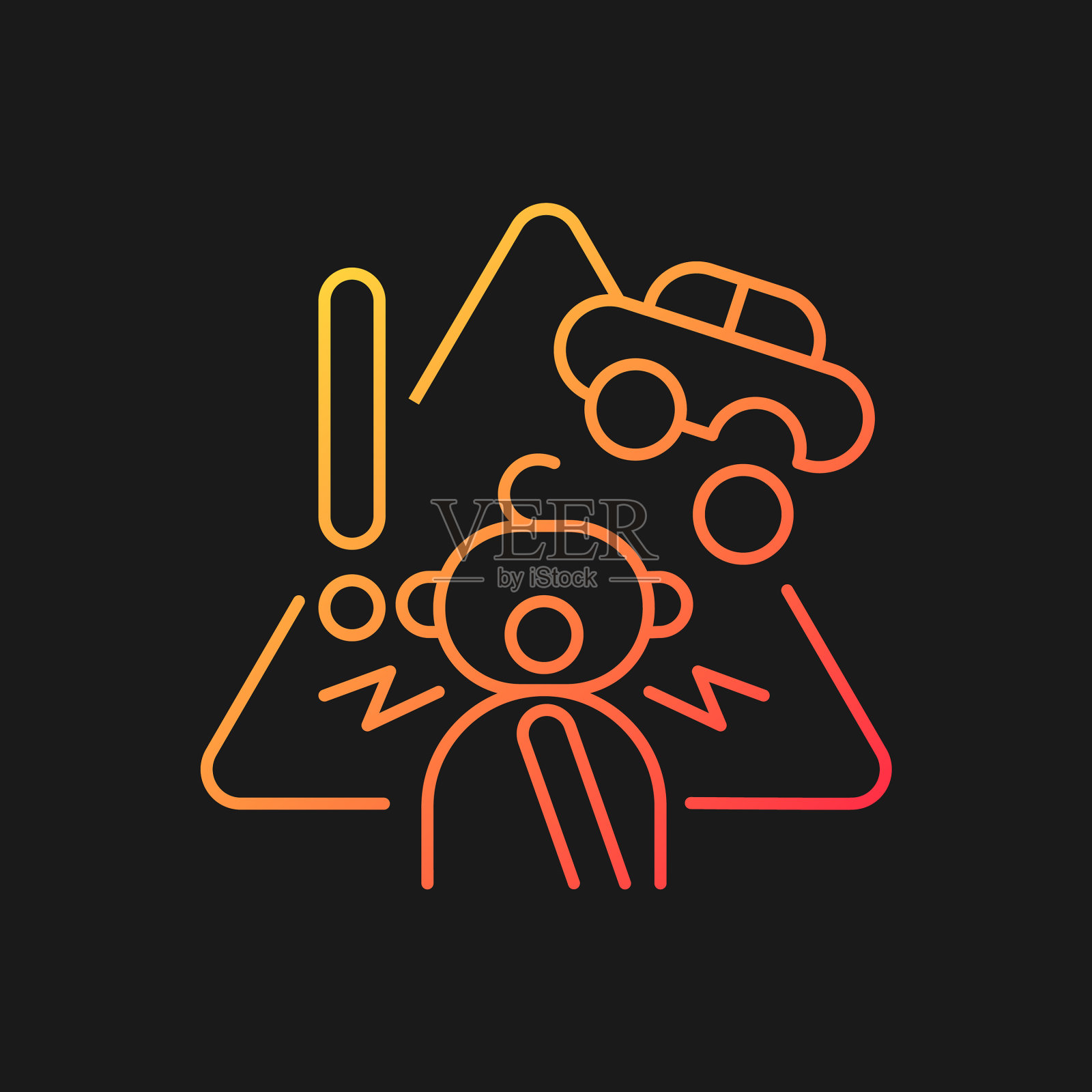 窒息危险玩具渐变图标为黑暗主题插画图片素材