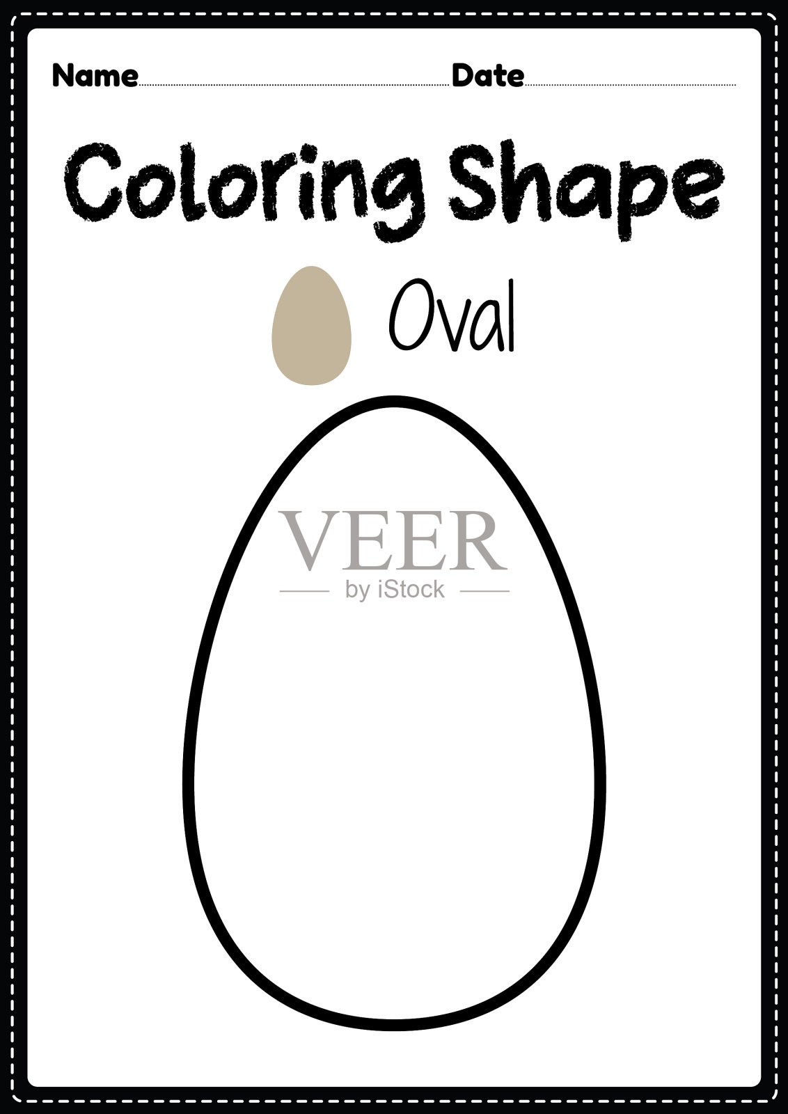 椭圆形着色页学龄前幼儿园插画图片素材