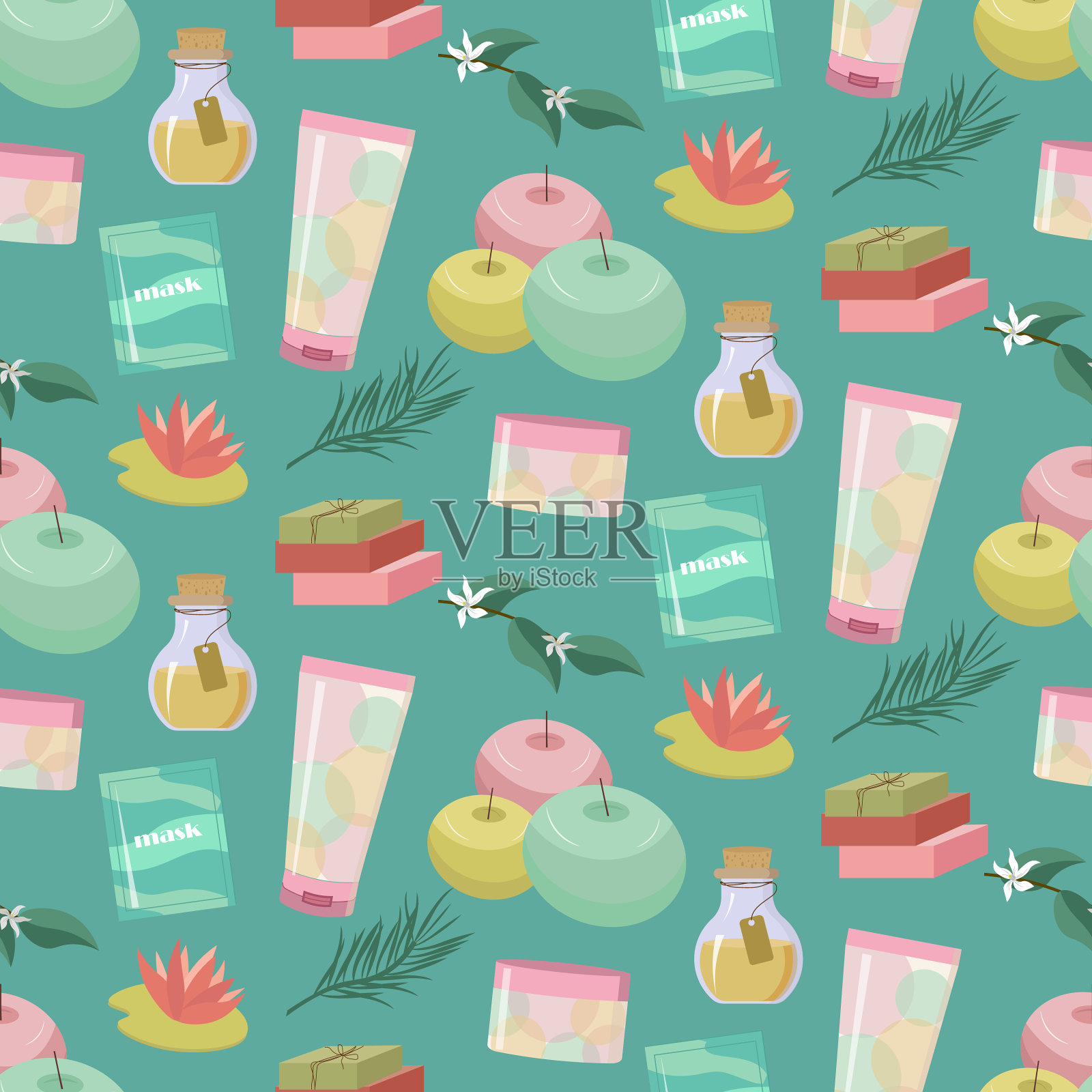 图案与彗星水疗护理面霜插画图片素材