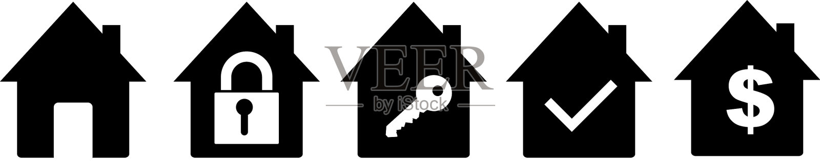 家庭图标设置房子图标简单的家庭符号v图标素材