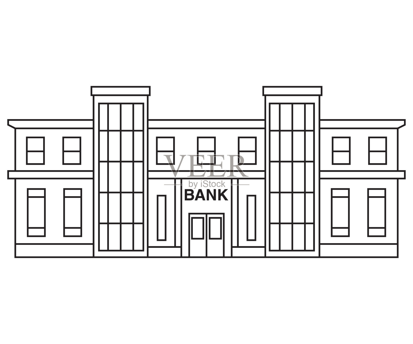银行建筑线条艺术。建筑公共政府建筑。插画图片素材
