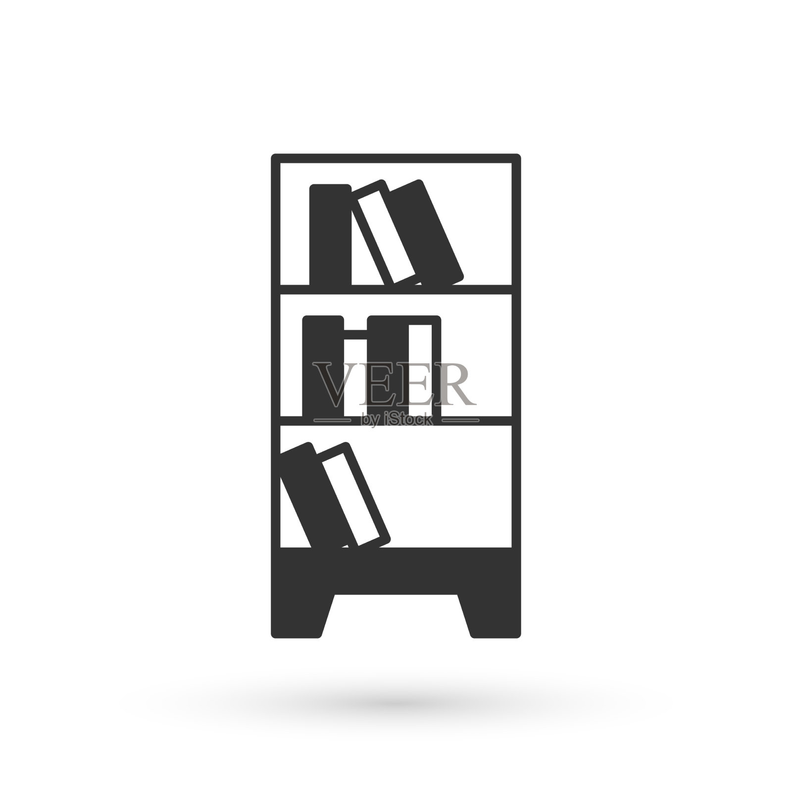 灰色图书馆书架图标孤立在白色上插画图片素材